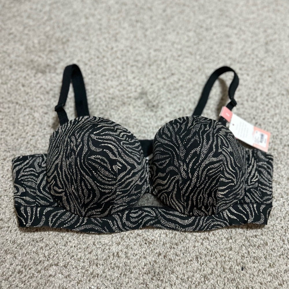 Black and Beige Zebra Print Convertible Bra